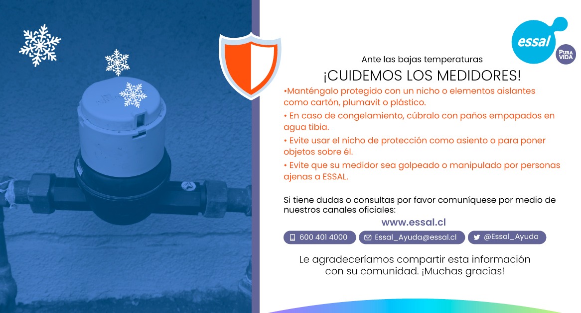 SuralisTeAyuda's tweet photo. ALERTA: Compartimos importantes consejos para proteger tu medidor de las bajas temperaturas🥶❄️🐻‍❄️
#SustentamosAguaparalaVida https://t.co/muPtjKDXYW