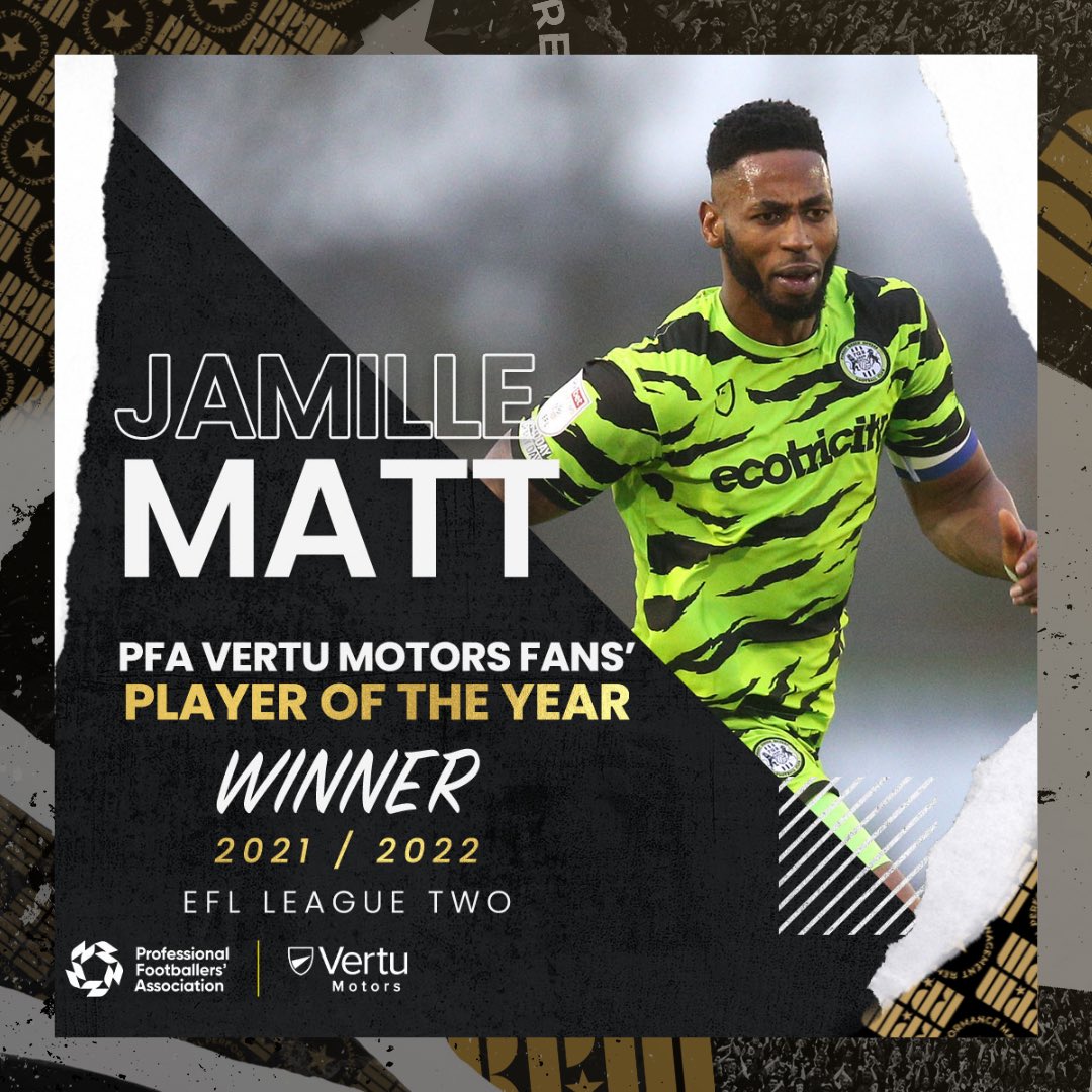 RefuelPM's tweet photo. Congratulations @j4mmaa, your @PFA @SkyBetLeagueTwo Player of the Year! A fitting way to bookend an incredible promotion season with @FGRFC_Official. 🏆🤝 https://t.co/85JFcaNd0B