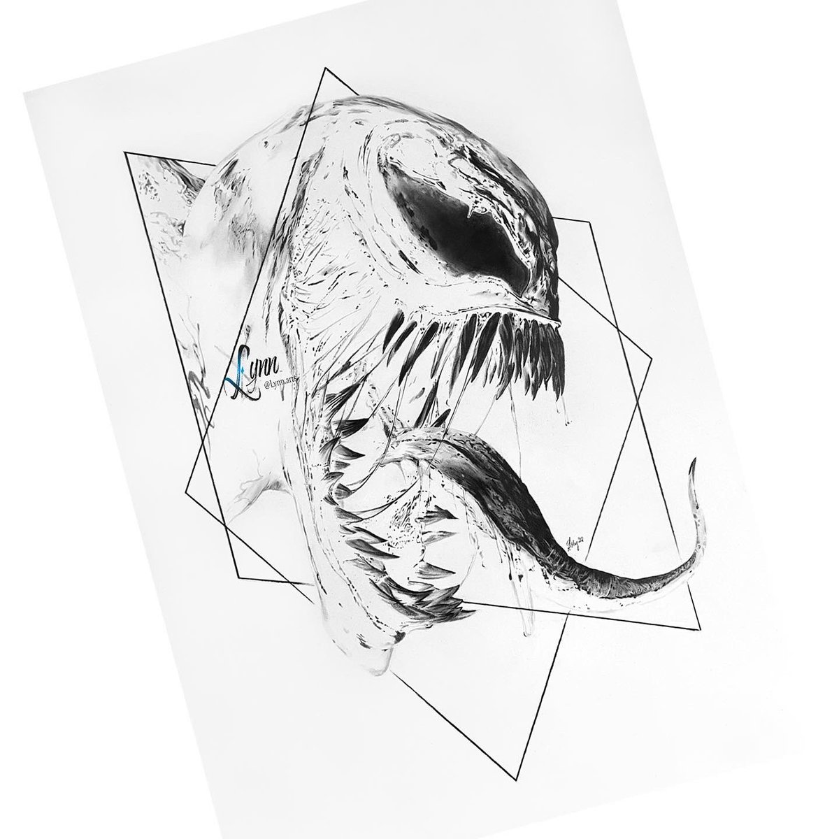 lynn__arts's tweet photo. #VenomMarvel my negative #artwork of #venom - graphite on white paper @Marvel @MarvelStudios https://t.co/HDp6WJpWy5
