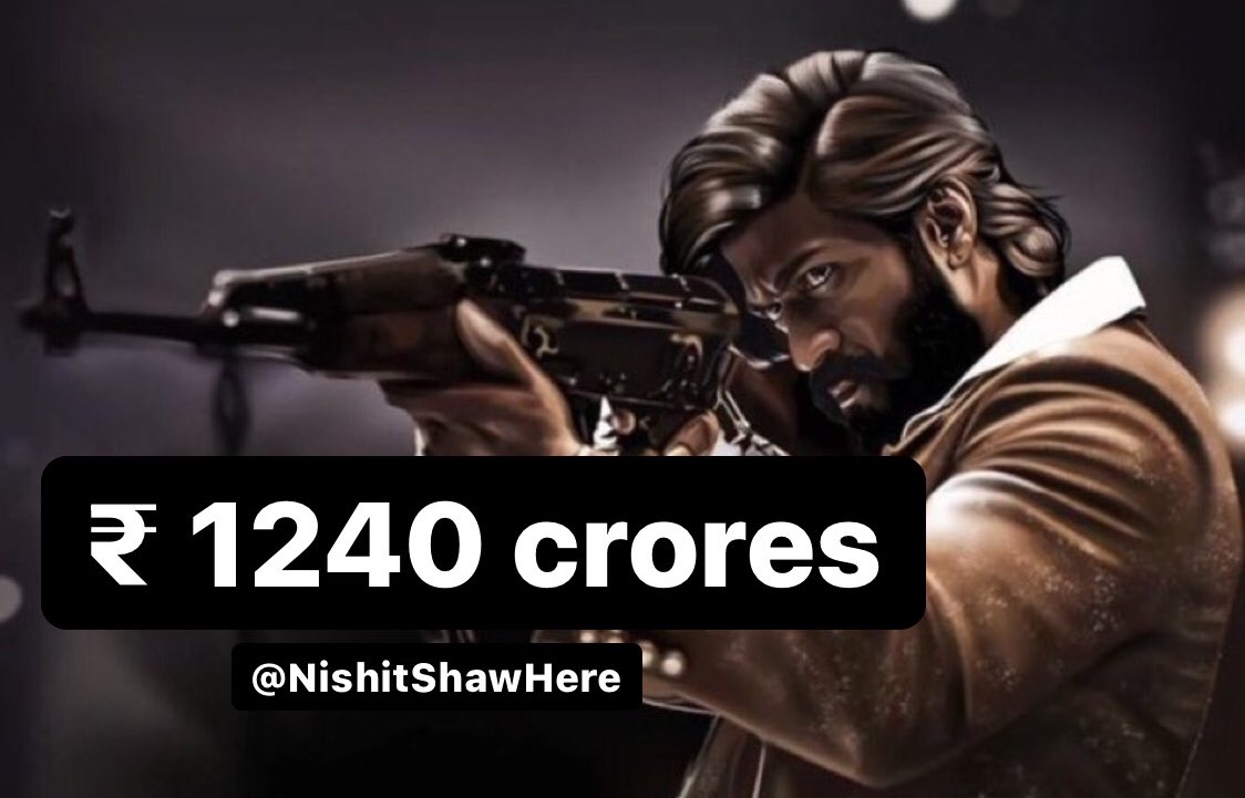 NishitShawHere's tweet photo. DUNIYAA…
#KGFChapter2 is all set to cross ₹ 1240 crores at the WW Box Office by tomorrow.
#KGF2 has put Sandalwood Cinema on the World Map. Opened an account in the 1000 crore club.
#kgf2collection #YashBOSS #Yash #RockingStarYash #RockingStar #SrinidhiShetty #PrashanthNeel https://t.co/thZhf9OPkU