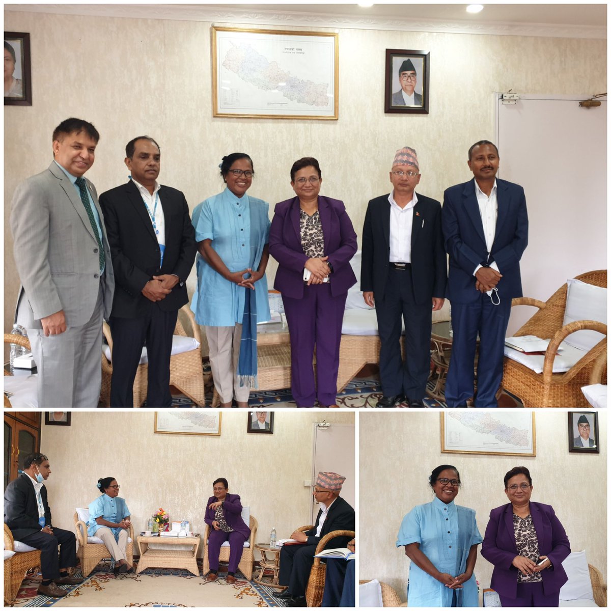 Ayshaniee's tweet photo. Meeting with Hon'ble Minister @pampha_bhusal at @moennepal to discuss our collaboration between the ministry, #AEPC  &amp; @UNDPNepal
#RERL #GLOF 
#Glaciers #Imja @theGEF
@theGCF 
#cleanenergy https://t.co/dacxGjLXS6