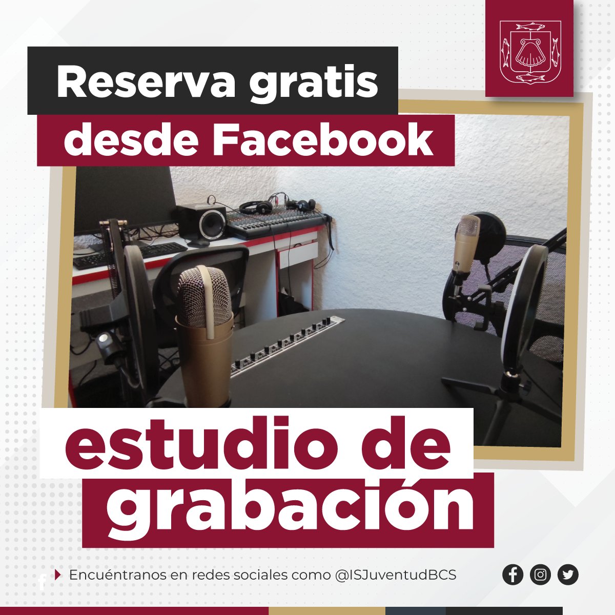 isjuventudbcs's tweet photo. ¿Tienes un podcast o necesitas un Estudio de Grabación? Utiliza el nuestro GRATIS siempre que lo necesites 🤩

📶 Internet 5G | 300mb/s
💻 Escritorios y computadoras
⏱ Los días y horas que lo necesites
🙋‍♂️ Impresiones, copias y escaner

Abierto de Lunes a Viernes de 8am a 7pm ⏰ https://t.co/UK6ec7gi1N