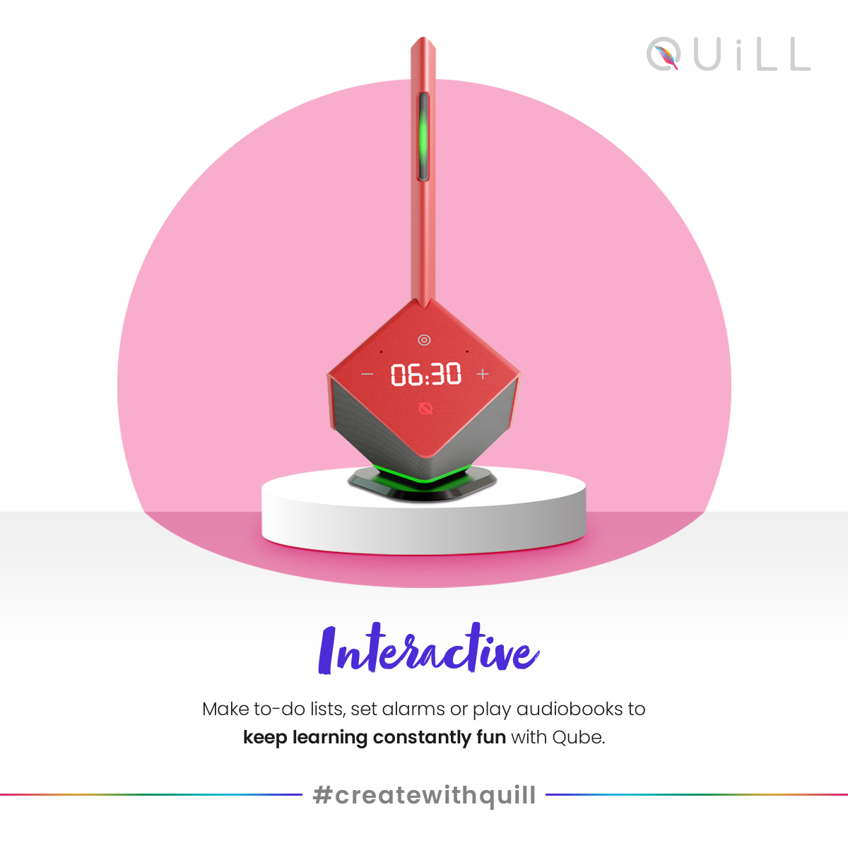 createwithquill's tweet photo. Interaction is one of the objectives of Qube to enable constant learning with an Alexa-enabled device. This inventive way to #createwithquill encourages imagination and nurtures the creative mind. Set alarms or play audiobooks to keep learning fun.
Launching Soon on Kickstarter! https://t.co/YFjCC8XKPd