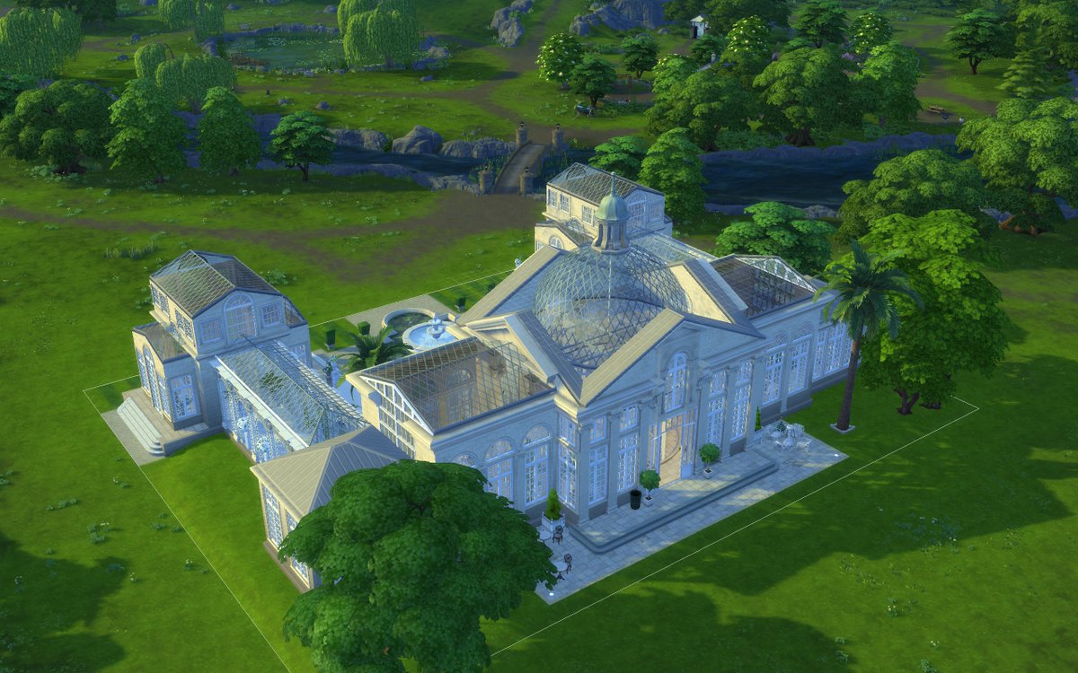 Sosorandom8's tweet photo. Syon House Conservatory is now on my gallery SoSoRandom85 💚💙🍾🥂 #TheSims4 #TS4 #ShowUsYourBuilds #cc #felixandrecc #Bridgerton #bridgertonnetflix 
inspired by Bridgerton season 2🐝
also using plants &amp; roof windows from @Peacemaker_ic https://t.co/iFVWmbFFvg