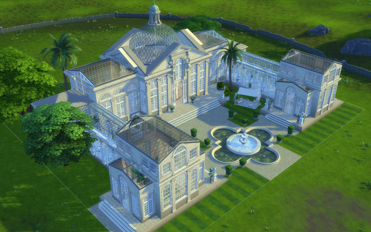 Sosorandom8's tweet photo. Syon House Conservatory is now on my gallery SoSoRandom85 💚💙🍾🥂 #TheSims4 #TS4 #ShowUsYourBuilds #cc #felixandrecc #Bridgerton #bridgertonnetflix 
inspired by Bridgerton season 2🐝
also using plants &amp; roof windows from @Peacemaker_ic https://t.co/iFVWmbFFvg