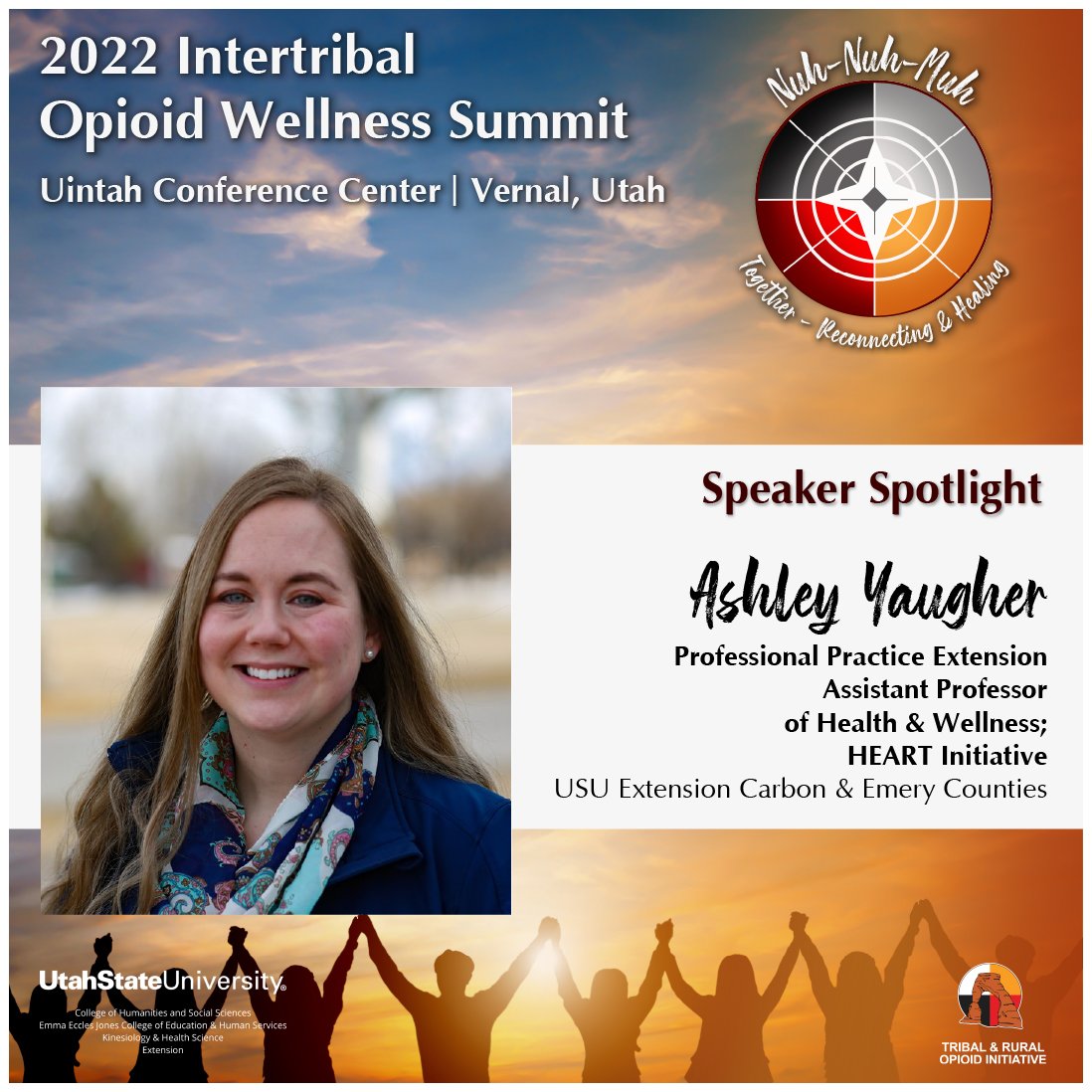 USU_health's tweet photo. Excited to welcome Dr. Ashley Yaugher of @usuHEART to #IOWS2022!
Ashley’s talk discusses the Carbon &amp; Emery Opioid &amp; Substance Use (CEOSU) Coalition efforts—a grass-roots effort coordinating rural community efforts to address the overdose crisis.
Register https://t.co/uKPWCzMk8R https://t.co/7RoIZBJxsY