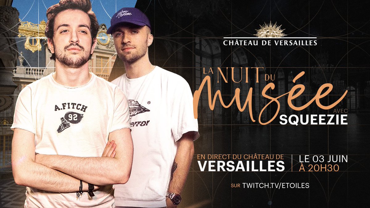 AREtoiles's tweet image. Nous irons avec Squeezie et Phillipe notre super conférencier au Chateau de Versailles pour visiter. 
Un grand merci à la direction du chateau qui nous donne la chance inoüie d'être SEULS pendant une soirée dans ce lieu mythique.
Vendredi 20h30 sur ma chaine soyez au rendez vous