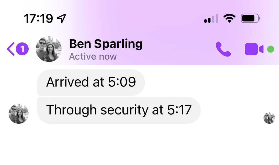 KateRyan281293's tweet photo. @maria16byrne @DublinAirport @ShannonAirport Partner is flying @ShannonAirport to Gatwick this evening and this is how long it took him to get through! Currently enjoying a Guinness while he waits 😊👍 https://t.co/f1oW3CZTPq