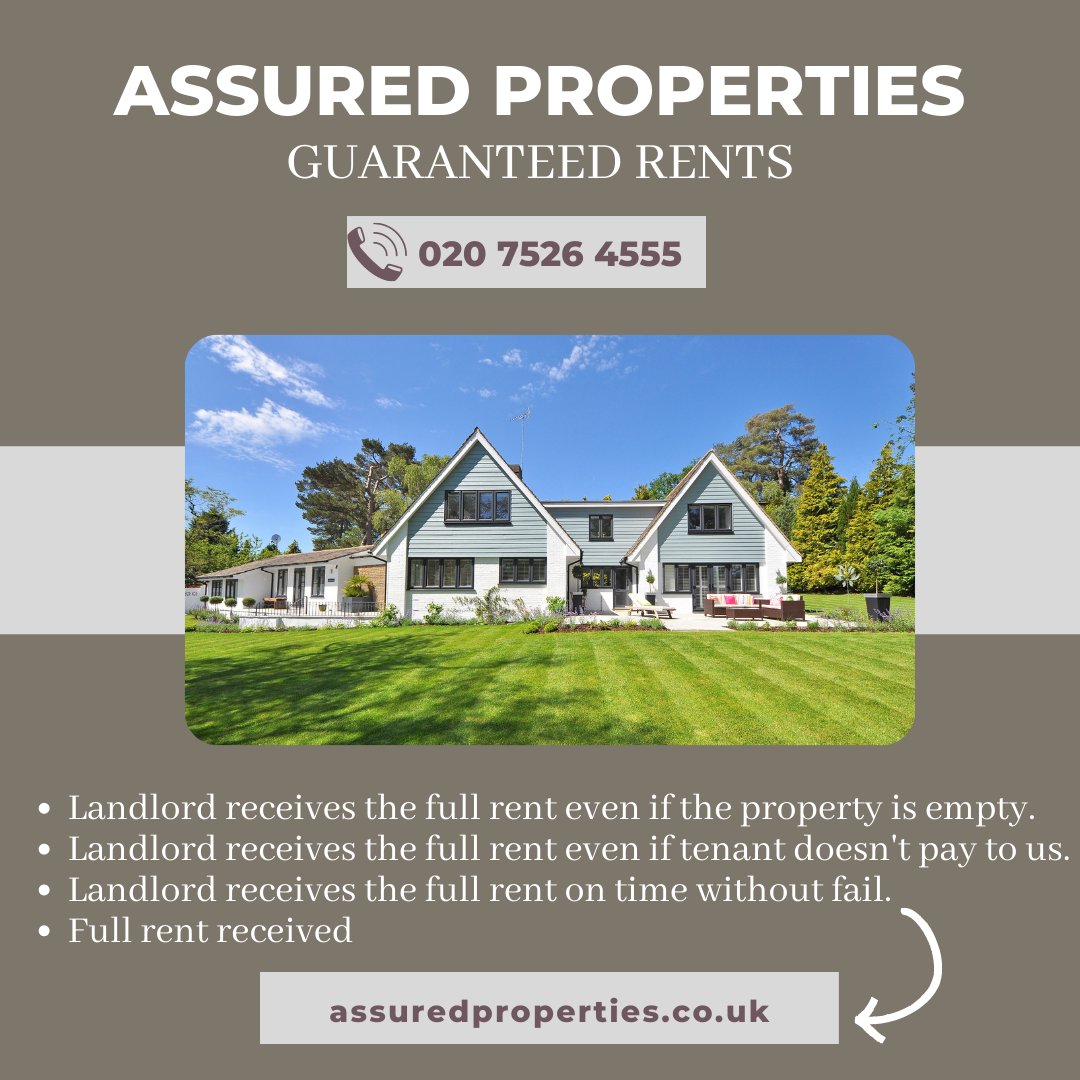 AssuredProp's tweet image. We provide landlords with a service that ensures peace of mind and regular payments with no hidden fees.

assuredproperties.co.uk

#rent #guaranteedrent #guaranteedrentscheme #landlord #assuredproperties #london #propertymaintenance #propertymanagement #maintenanceservices