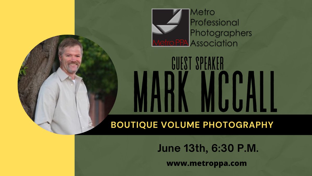 Metroppaokc's tweet photo. Metro PPA's guest speaker for June is Mark McCall. Learn how to make  Boutique and Volume work in your photography business. 
https://t.co/usTSVxRNR7

#bemorewithmetroppa
#ourppa
#photography
#phyotographyecucation
#volumephotography
#photographyclass https://t.co/SzJcoTpfeA