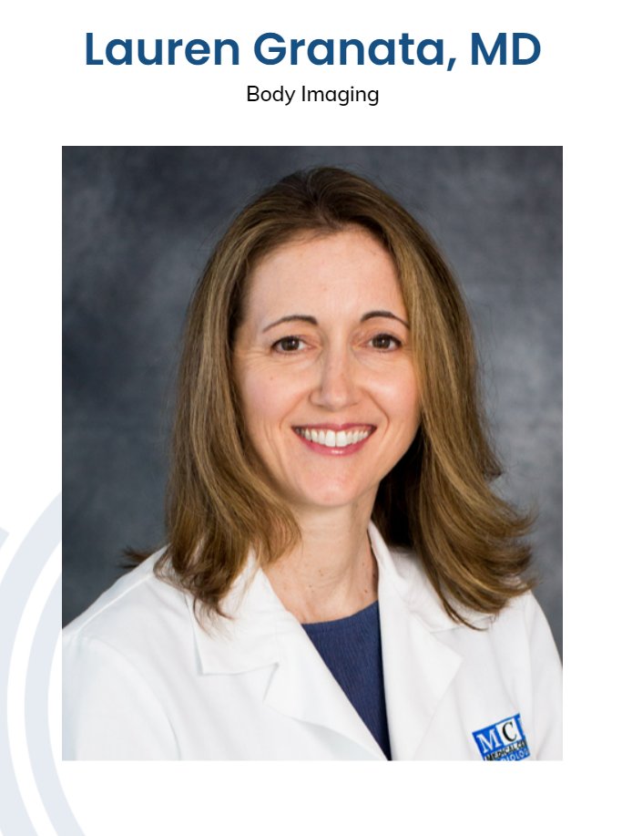 Meet MCR Body Imaging Radiologist Lauren Granata, MD. mcrrads.com/lauren-granata… #MeetOurTeam #MedicalCenterRadiologists #bodyradiology #radiology