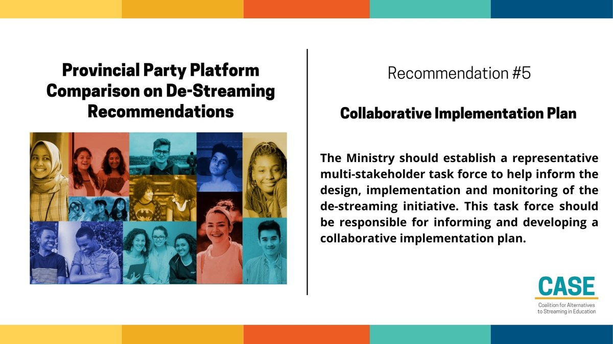 endstreaming's tweet photo. It's election week in Ontario and we're back to share another cross-party platform comparison of our de-streaming recommendations. #onted #onpoli

Check out recommendation #5 on implementation planning, monitoring, and evaluation! #endstreaming https://t.co/7bLszUtN7D