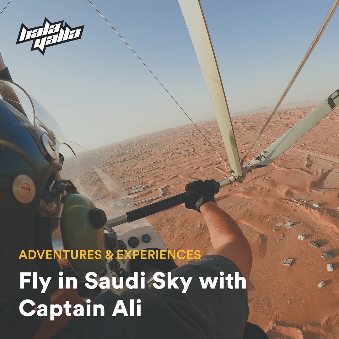 HalaYalla's tweet photo. With this adventure, sky is the only limit!
Feel the freedom and live the thrill by
microlight planes to watch the full view of
Alatheriah.
https://t.co/hxp53XLpwm
#HalaYalla #HalaYallaExperience
#FlyHigh #MicroFlights #SaudiTourism
#AdventuresWithHalaYalla https://t.co/MqgMji9QYZ