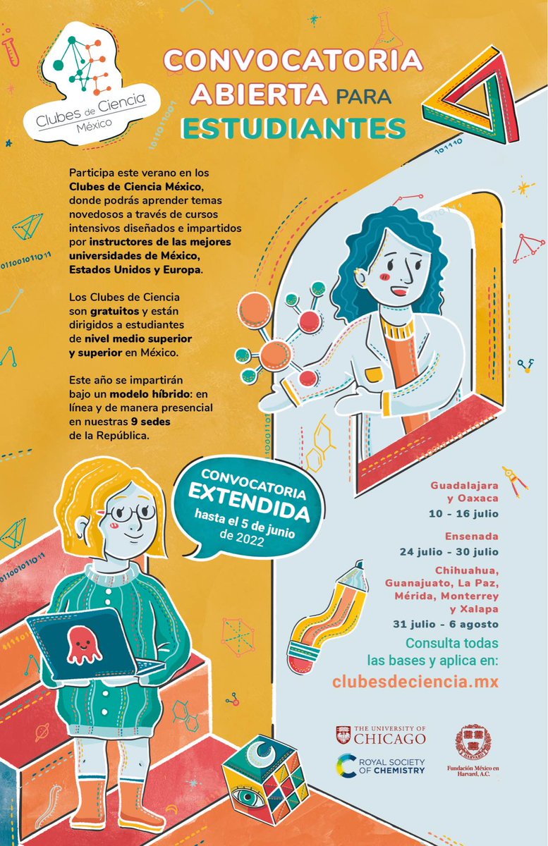 CECyTEOaxaca's tweet photo. #LunesDeConvocatorias
¡Se extiende la fecha!👏@ClubesCienciaMx invita🤗 a las chicas y chicos #CECyTEO a participar en su iniciativa, llena de cursos intensivos a cargo de instructores nacionales y extranjeros en el ámbito #STEM: https://t.co/RM2gGZeBvC
#VeranoDeCiencia😉 https://t.co/b9gZKbsMlJ