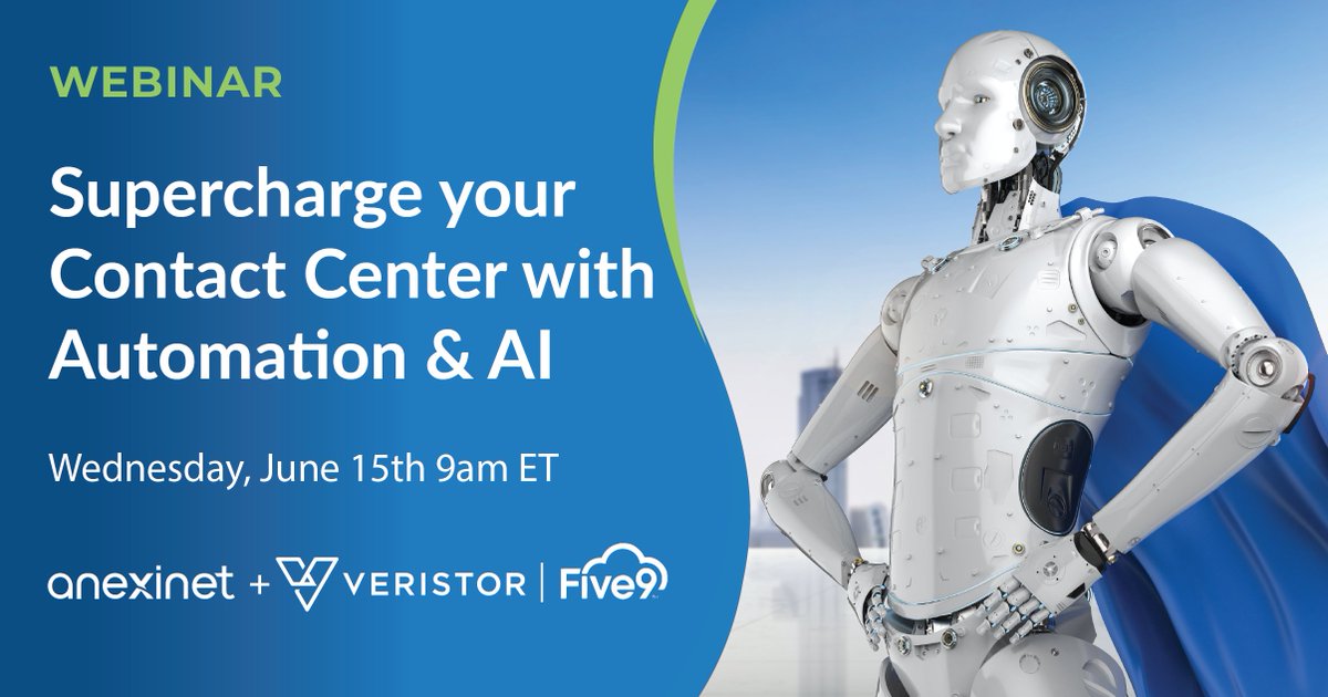 anexinet's tweet photo. #AI is a hot topic that captures the imagination as new possibilities emerge on the horizon and in the #contactcenter, you need AI solutions that can be impactful. Join our webinar to learn more today! #anexify #five9 @Five9 #partnerpower @Staceyecolesd
https://t.co/JNdIzfvz4C https://t.co/yfFC1pXvtZ