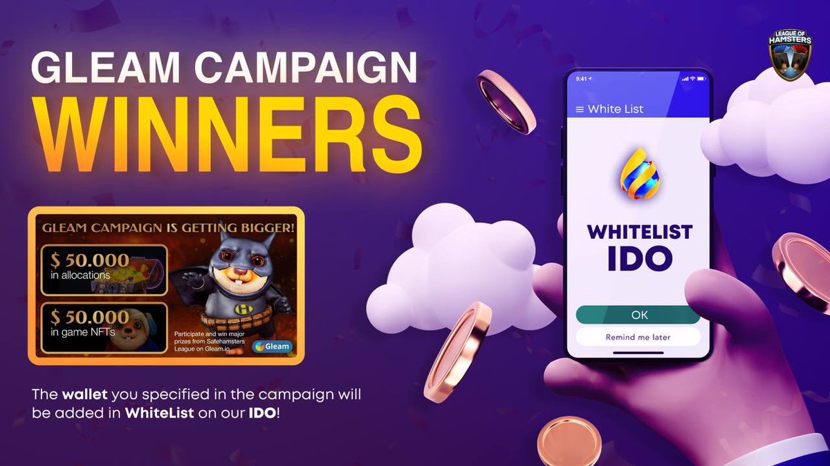 LeagueHamsters's tweet photo. 🐹Hello Winners!

🤔Do you remember the campaign where main prizes are Game NFT and Allocations?
🏆Who won allocations - the wallet you specified in the campaign will be added in WhiteList on our IDO!

👇Watch yourself here:
https://t.co/SXkdCij70U

#IDO https://t.co/Y6Cv9VtSHA