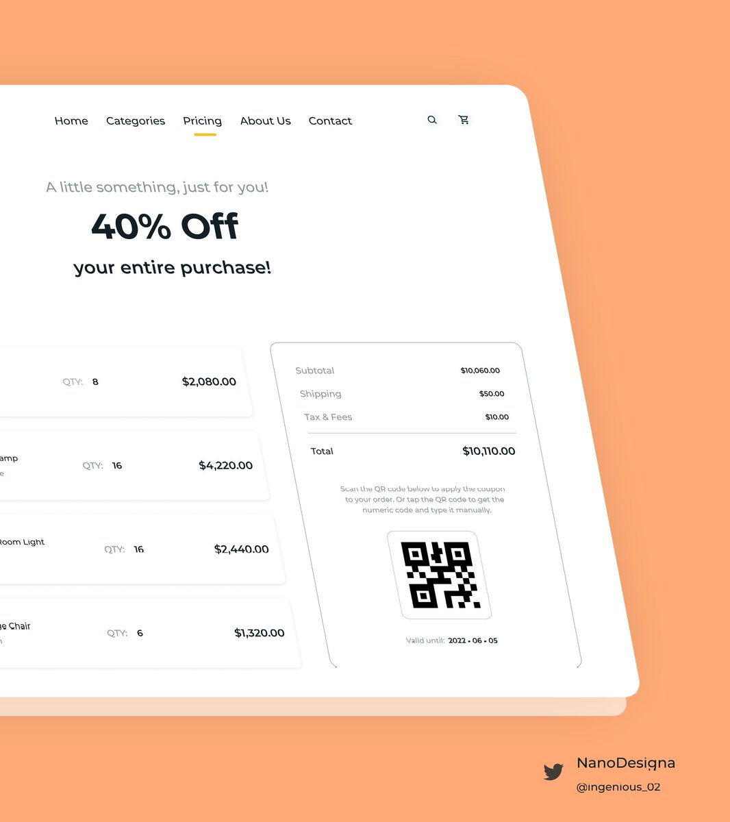 ingenious_02's tweet photo. Day 17
Redeem Coupon
Feedbacks are appreciated π
@ecxunilag @ingenious_02
#30DaysOfCodeAndDesign #ECX30DaysofDesign #ECX
#uidesign #uiux #uiuxdesign #uxdesign #ux #purchase #couponcode #coupons https://t.co/BYvJKE9Eqy https://t.co/EgynUPizJ0