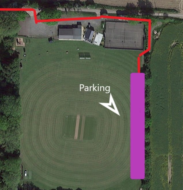 halverQEII's tweet image. Hello everyone, plans are speeding up and the excitement building ready for Fridays Jubilee  Celebrations.
Can all those arriving by car please follow the red route pictured below and park along side the southern hedge as parking is limited in the car park
