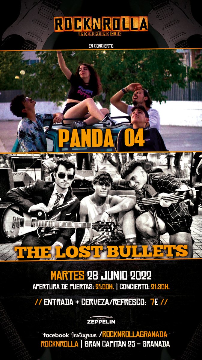 panda04oficial's tweet photo. Qué pasa mi gente!!! Nos vemos el GRANADA el día 28, a tope junto a The Lost Bullets, MUCHA CAÑA! 😎🤘 https://t.co/UK7sWAi2P2