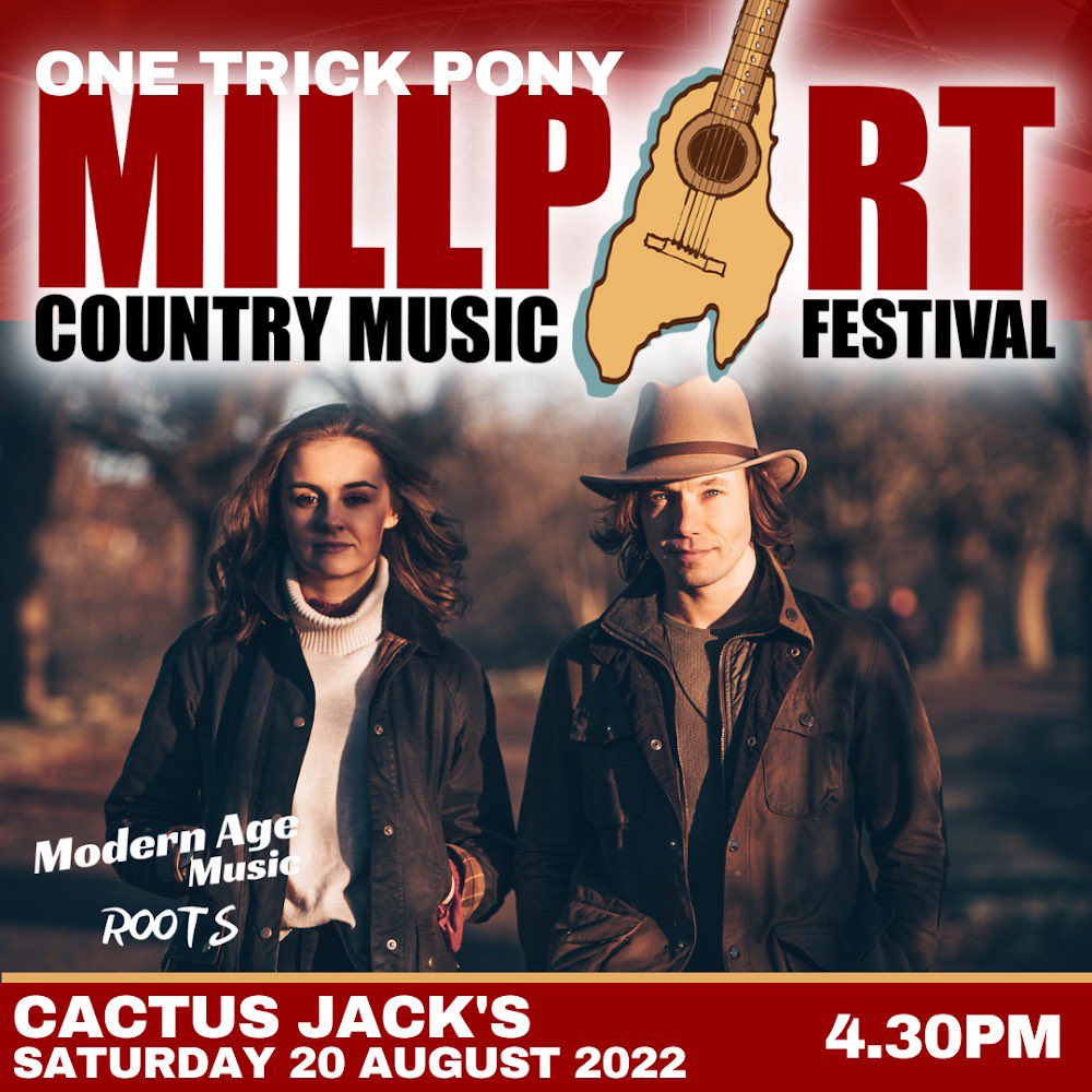 One Trick Pony (@onetrickponyoff) on Twitter photo We’re ready to take over the Cactus Jack’s stage on Saturday 20th August at 4:30PM <a href="/MillportCountry/">MillportCountryMusic</a> 🎸
Super excited to be making our festival debut — who’s joining us?!
<a href="/ModernAgeMgt/">ModernAgeMusicHQ</a> <a href="/brandonwright5/">Brandon</a> We’re ready to take over the Cactus Jack’s stage on Saturday 20th August at 4:30PM <a href="/MillportCountry/">MillportCountryMusic</a> 🎸
Super excited to be making our festival debut — who’s joining us?!
<a href="/ModernAgeMgt/">ModernAgeMusicHQ</a> <a href="/brandonwright5/">Brandon</a>