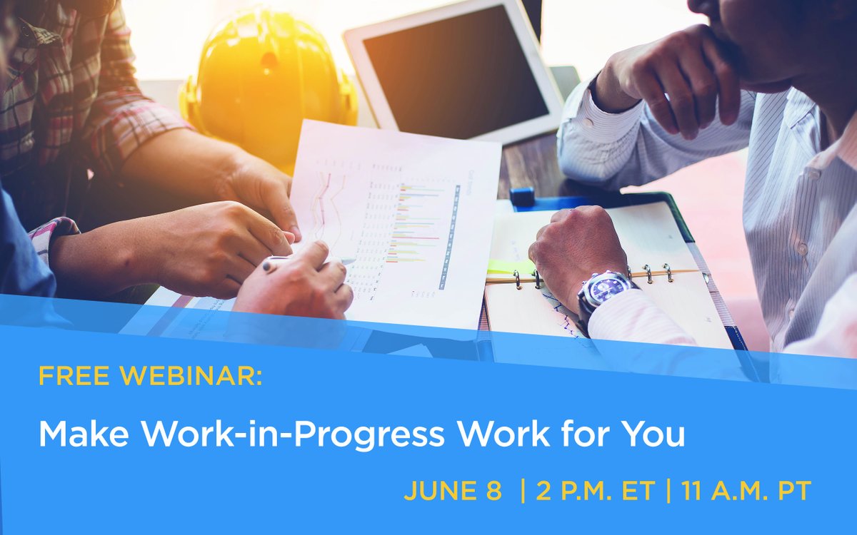 Work-in-progress reports are essential for contractors. Join CE for the “Make Work-in-Progress Work for You” webinar on June 8 at 2 p.m. ET. Whether you run one daily or just when you need it, everyone will improve their WIP reports! Register here: webinars.constructionexec.com/webinar/make-w…