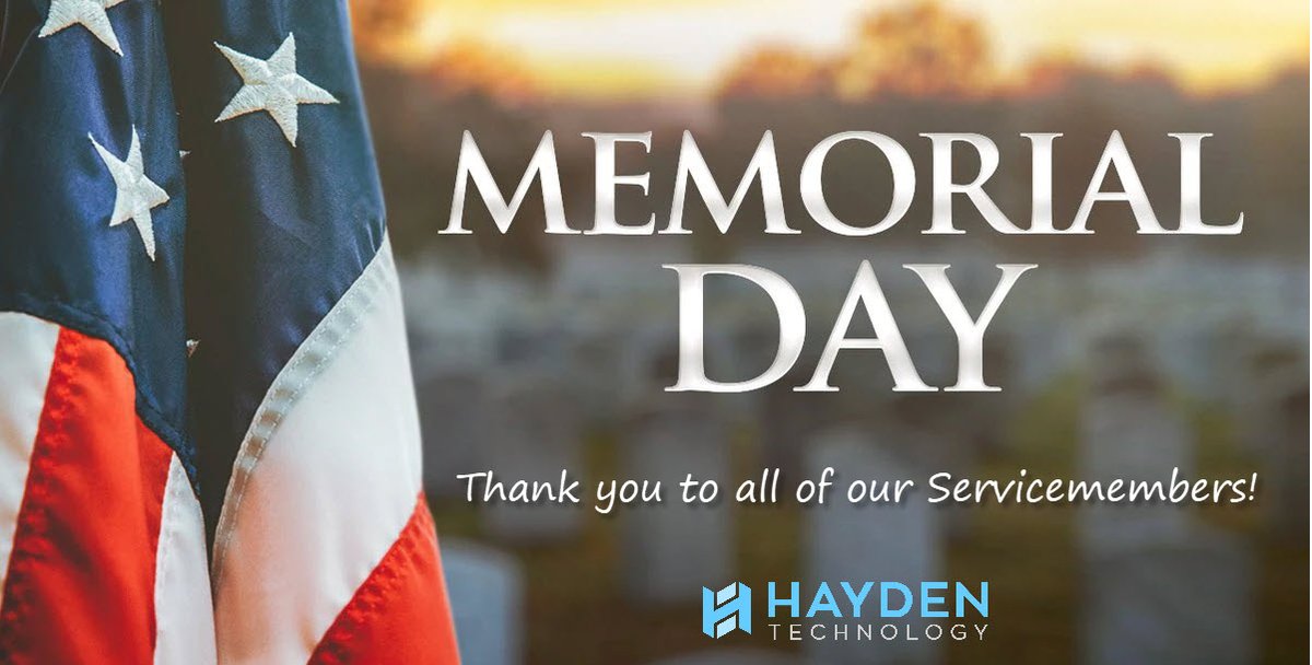 haydentechinc's tweet photo. Today we remember and honor all of those that have fallen for our freedoms and appreciate all of our servicemembers that keep us safe. #thankyou #memorialday https://t.co/w4dB1WsVlH