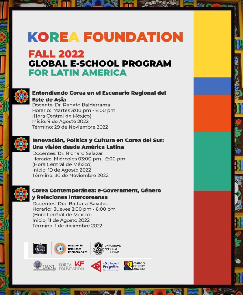 iriunlp's tweet photo. Ya se encuentra abierta la pre-inscripción a los cursos del Semestre agosto-diciembre de 2022 del Global e-School Program for Latin America de la Korea Foundation. 
Informes e inscripción: cecoriri@gmail.com ¡Cupos muy limitados! https://t.co/OvSHqlZ2Zy