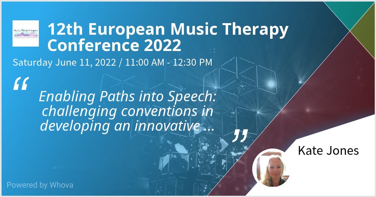 Kate, Pamela and Alphonso are speaking at 12th European Music Therapy Conference 2022. Please check out our workshop if you're attending the event! #emtc2022 - via #Whova event app