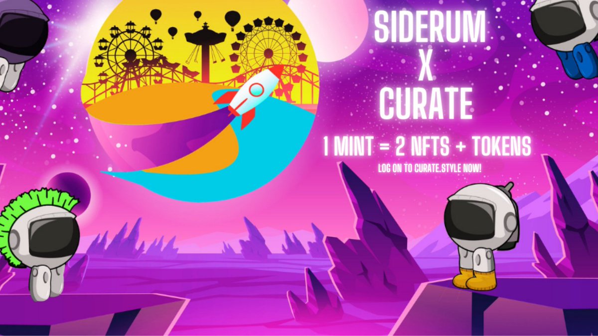 We are proud to announce our exclusive partnership with @curateproject.

Curate users not only get an NFT they mint, but they also get Siderum token airdrops &amp; an extra #NFT to boost their powers in our native #P2E game.

Tomorrow, we will change the way you earn!
#PlayToEarn.