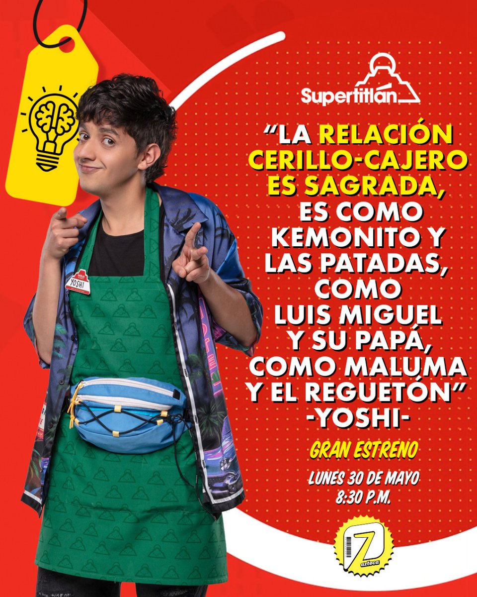 AztecaSiete's tweet photo. Los empleados de #Supertitlán no podrían estar completos sin Yoshi (@haroldazuara) 🤪 quien siempre está listo para aportar esa astucia callejera que lo caracteriza. 💪

No te pierdas la gran apertura de #Supertitlán, 🛒 esta noche a partir de las 8:30 p.m. por @AztecaSiete. 😉📺 https://t.co/W3Irm2IX9k