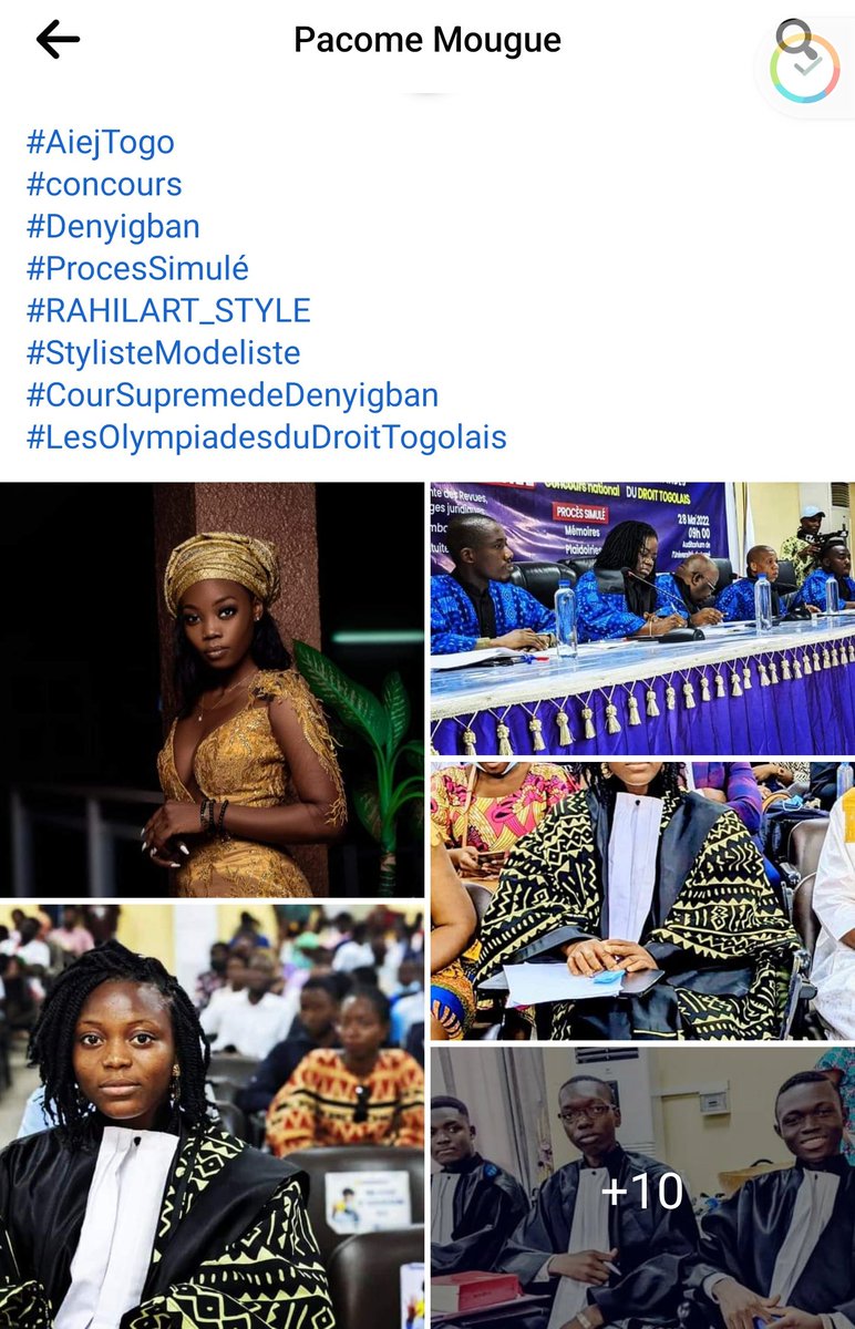 BibiPacome's tweet photo. 📌⚖️🇹🇬💫
Les #toges des #juges de la #CourSuprêmedeDENYIGBAN, de la #greffière et des #Avocats, sont une idée de #AiejTogo concrétisée grâce au talent et au doigter de la styliste #Rahila_Iratei de #RAHIL_ART_STYLE qui y a apporté sa touche spéciale. Akpé✨💫✨🙏🏿🙌🏿
#TgTwittos https://t.co/P0zdBTvikl