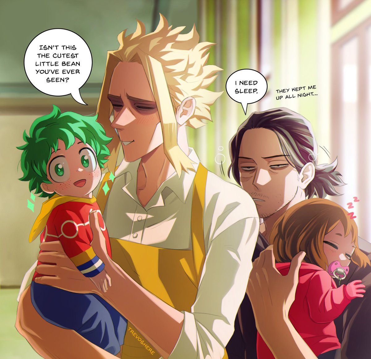 The kids got hit with a baby quirk, but they have the best teacher-dads in the world, so it's ok 🍼 