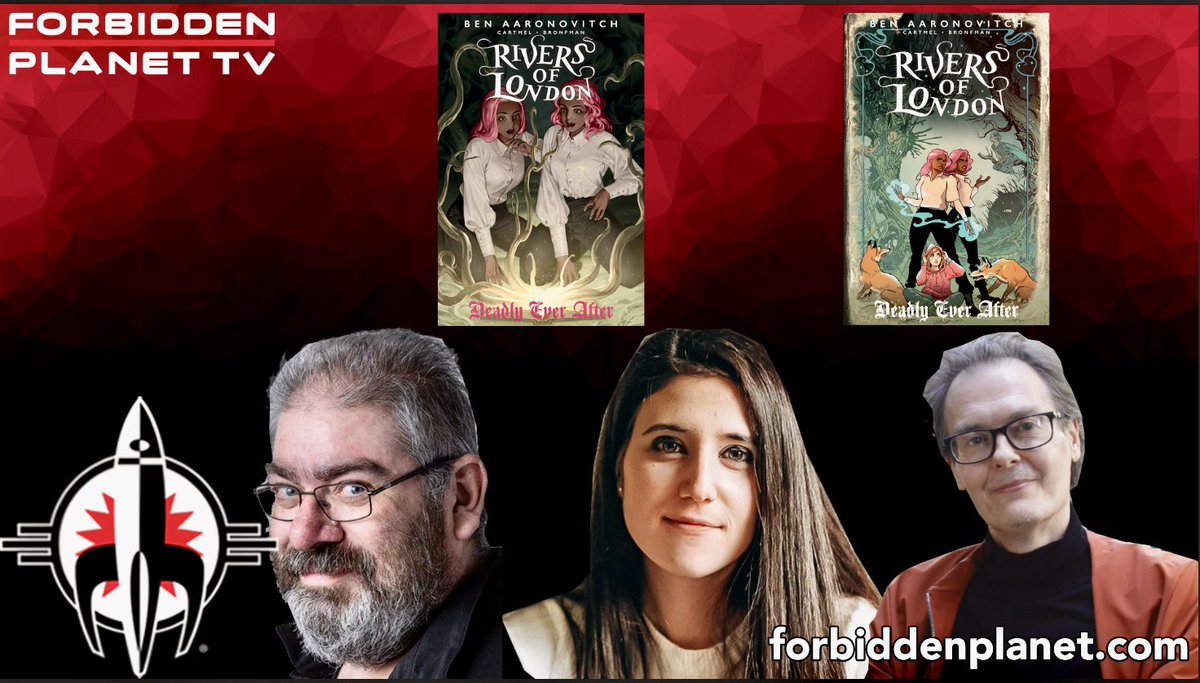 Sumnarr's tweet photo. The mighty @Ben_Aaronovitch &amp; @andrewcartmel return to @ForbiddenPlanet TV &amp; they’ve brought @MarvelStudios’ wildly-talented @Cel_Bron with them. Celeste has written the latest arc of @ComicsTitan’s #RiversofLondon series and it’s an absolute belter 🚀

https://t.co/t1GxXzjUck https://t.co/ibmSWrz9c4