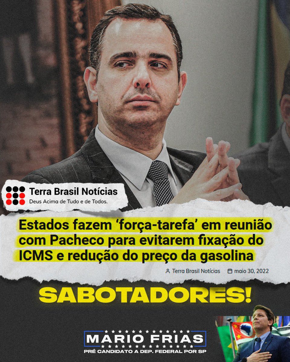 mfriasoficial's tweet photo. Absolutamente tudo que o Presidente faz, os sabotadores do Brasil tentam desfazer. É incrível como jogam contra o tempo todo, como se articulam para barrar propostas e ações que beneficiam o povo. E a culpa sempre é de @jairbolsonaro https://t.co/3wc5b4B2ee
