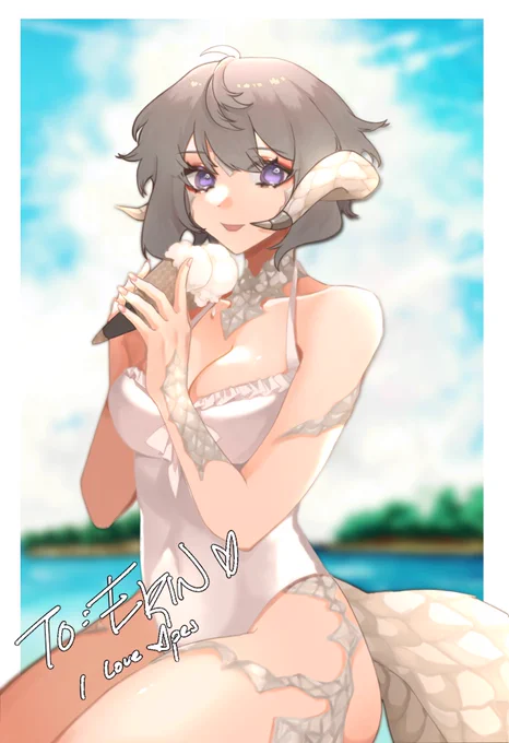 🍦☀️🏖
#FF14 #落書き #アウラ 