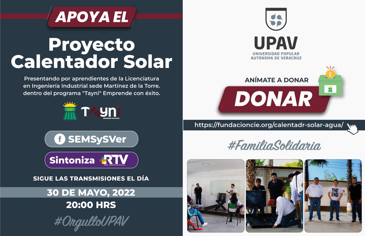 upav_edu's tweet photo. ¡DONA! 👉🏻 https://t.co/wAbE15zWEI
¡Te esperamos, a través de #FacebookLive de la @SEMSySVer1 HOY, en punto de las 20:00h!
#OrgulloUPAV (2/2) https://t.co/Q46k0RmVJf