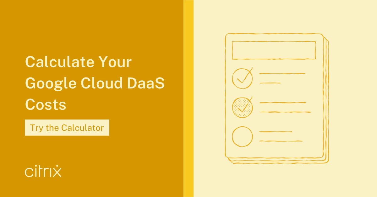 .<a href="/CitrixDaaS/">Citrix DaaS</a> for @GoogleCloud abilita il #lavoroibrido con una soluzione cloud facile da gestire e di tipo pay-as-you-go. 
Curioso su quanto potrebbe costare alla tua organizzazione? 
Prova il nostro calcolatore.
bit.ly/3a7eknY
#lavoriamosmart