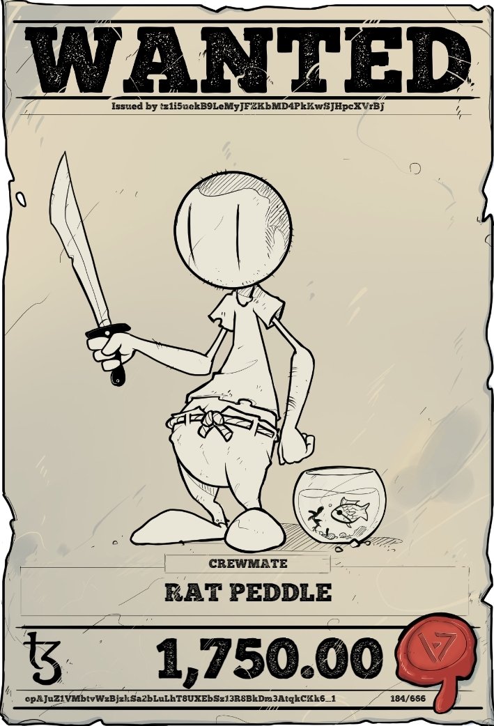 <a href="/TezosPirates/">TEZOS PIRATES</a> Rat peddle was first,  
Captain Harrington soon appeared an whipped him into shape... the scurvy dog