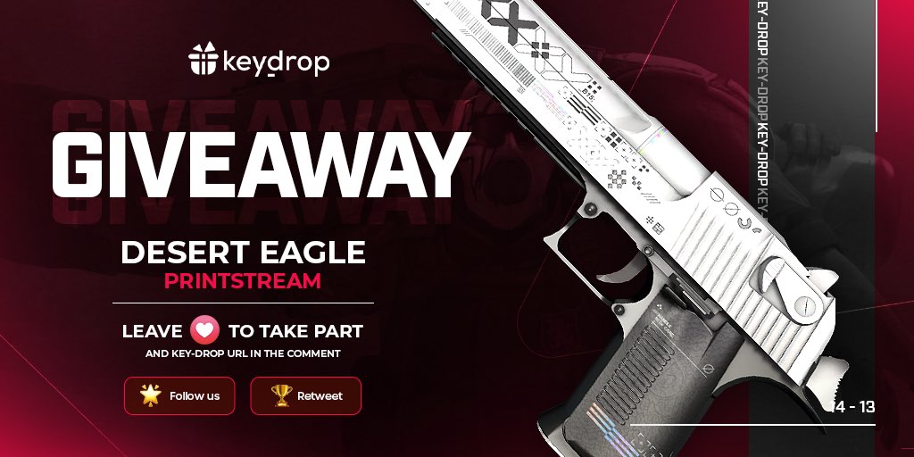keydropcom's tweet photo. Giveaway on Desert Eagle | Printstream 🎁

👊 Just leave ❤️ under the post! 
🌟 Follow us!
🏆 Retweet!
 
⏰ Wait 24 hours!

#freeskins #csgoskinsgiveaway #csgoskinsfree #giveaway #airdrop #csgocases #csgocase #csgoesport #skins #csgoskins #keydrop #keydropcom #csgo https://t.co/XvOZz3HgnU