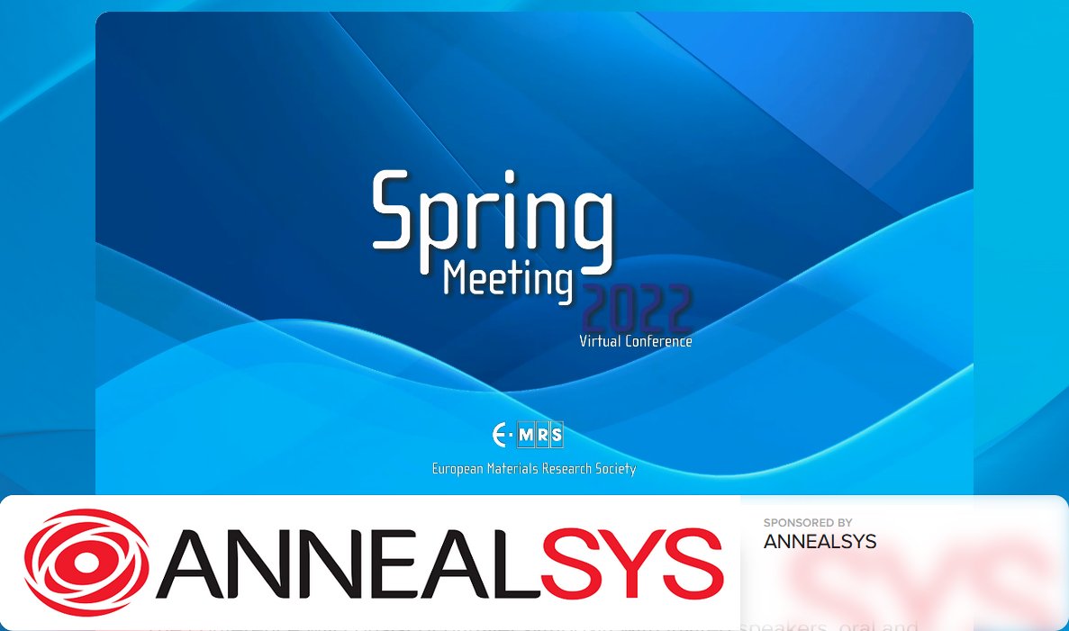 Annealsys is sponsor of E-MRS Spring meeting 2022 virtual event this week. We hope to meet you again face to face in the nice city of Strasbourg next year to present our RTP and DLI-CVD machines. annealsys.com/products/