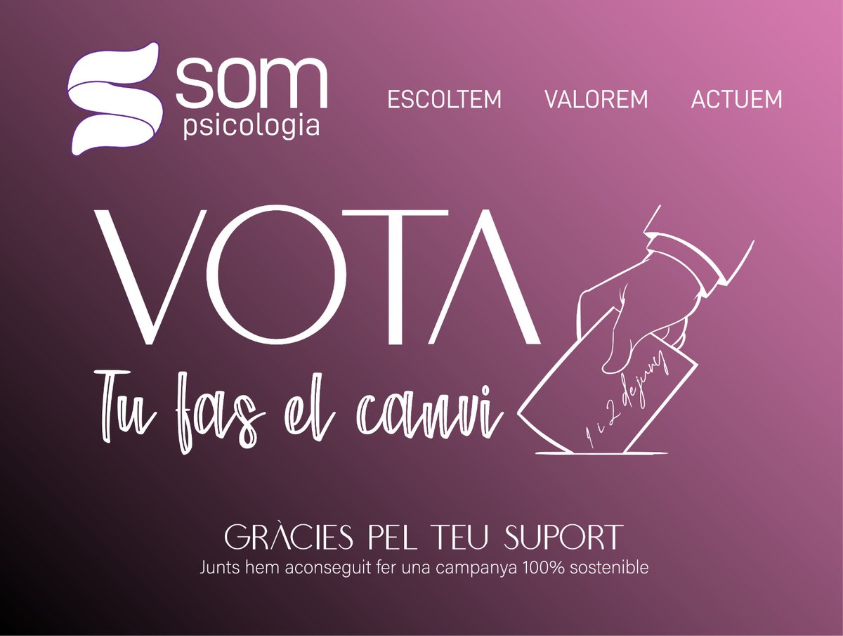 Us volem agrair el suport que hem rebut durant aquestes últimes setmanes i la il·lusió per aquest projecte ♥️

Avui ens acomiadem esperant que el proper 1 i 2 de juny hi hagi una gran participació!

El Col·legi és una eina que tenim i que hem d'aprofitar de la millor manera!