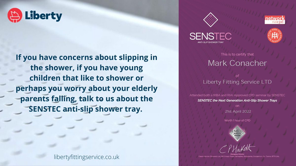 Do you worry about slipping in the shower❓
.
Talk to us about installing a @SENSTEC anti slip shower tray.
.
Call 01382 770699
Email libertyfitting@sky.com
.
#Senstec #showering #slipping #Dundee #Perth #StAndrews #bathrooms #showerrooms #shower #safety #homeimprovement