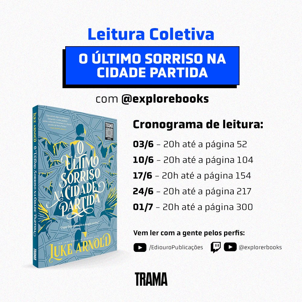 editoratrama's tweet photo. Essa semana começa a leitura coletiva de “O último sorriso na cidade partida” com o @explorerbooks 🖤

Quem aí vai participar? 👀 https://t.co/SLqc2z9SjH