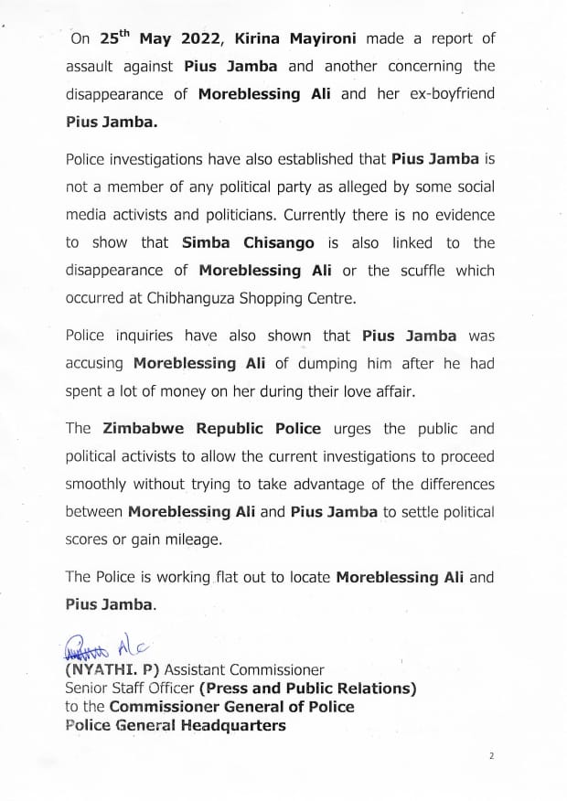 This is complete bull crap Paul Nyathi. Pius Jamba is a well known ZANU PF thug here in Chitungwiza. He is half brother to Simba Chisango and they have been working hand in gloves to terrorise innocent citizens in Nyatsime. There are several pending reports and cases before the