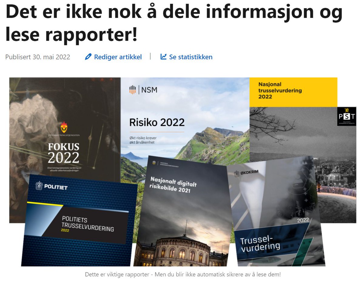 Secdefence's tweet photo. Hvor mange flere strategier, kampanjer, rapporter, samarbeidsarenaer og nettsider trenger vi for å forbedre vår digitale sikkerhet? Det er ikke nok å dele informasjon og lese rapporter, hevder jeg i dagens personlige innlegg.
https://t.co/JPi5hxWfFg https://t.co/mP3iTgHUUP