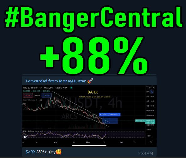 Nothing like waking up to #Bangers!
$ARX up +88%

60% off ending SOON!

Join the trading group today!
cryptorev.net