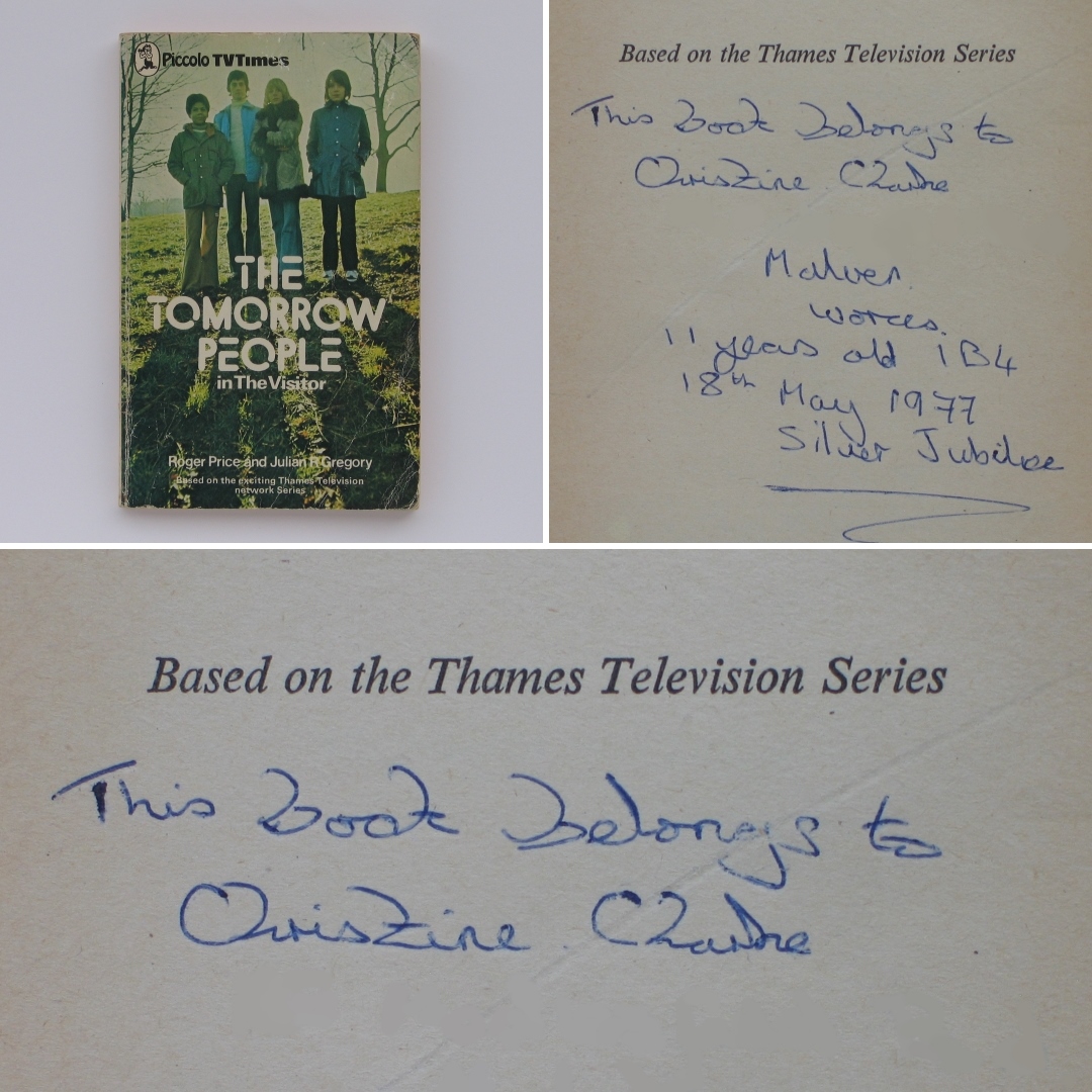 This copy of #TheTomorrowPeople belonged to Christine in #Malvern.

Could she still be at the same address (blanked out in the photo) 45 years later? I knocked on the door.

#LongLostBook #GreatMalvern #ThamesTelevision #ThamesTV #VintageTV #RetroTV #1970sTV #70sTV #70sSciFi #70s
