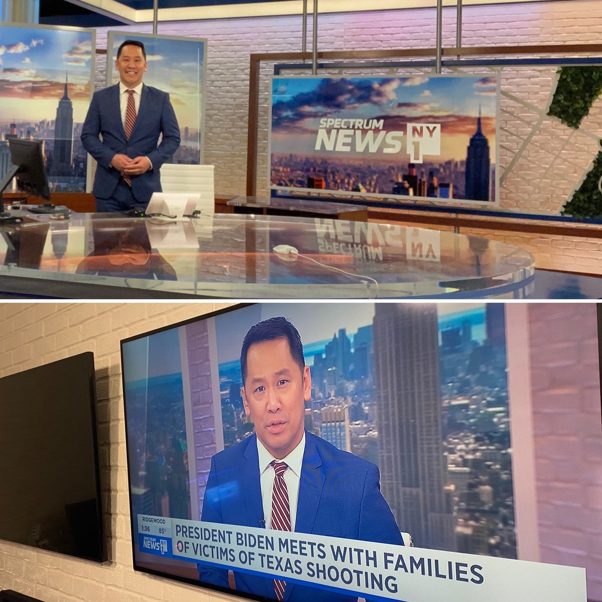 RonLeeReporting's tweet photo. I’ve been at the @ny1 anchor desk since noon and will be on til 6p. Hope you all are having a safe Memorial Day weekend. Tune in if you can. #ronlee #ny1 https://t.co/NnNrrA3VSO
