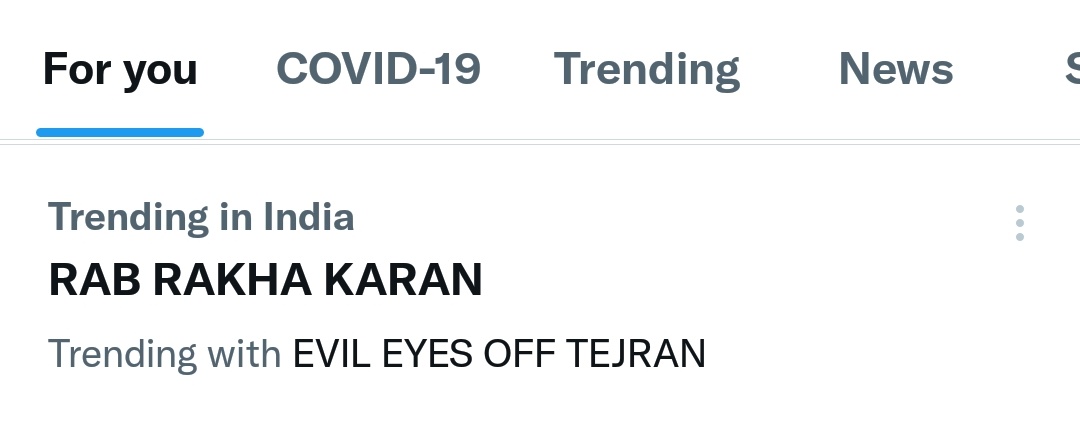 oyee_taniii's tweet photo. Both the taglines are trending togeather ❤❤❤....

RAB RAKHA KARAN 
EVIL EYES OFF TEJRAN 
#TejRan https://t.co/quJqZvdkwE