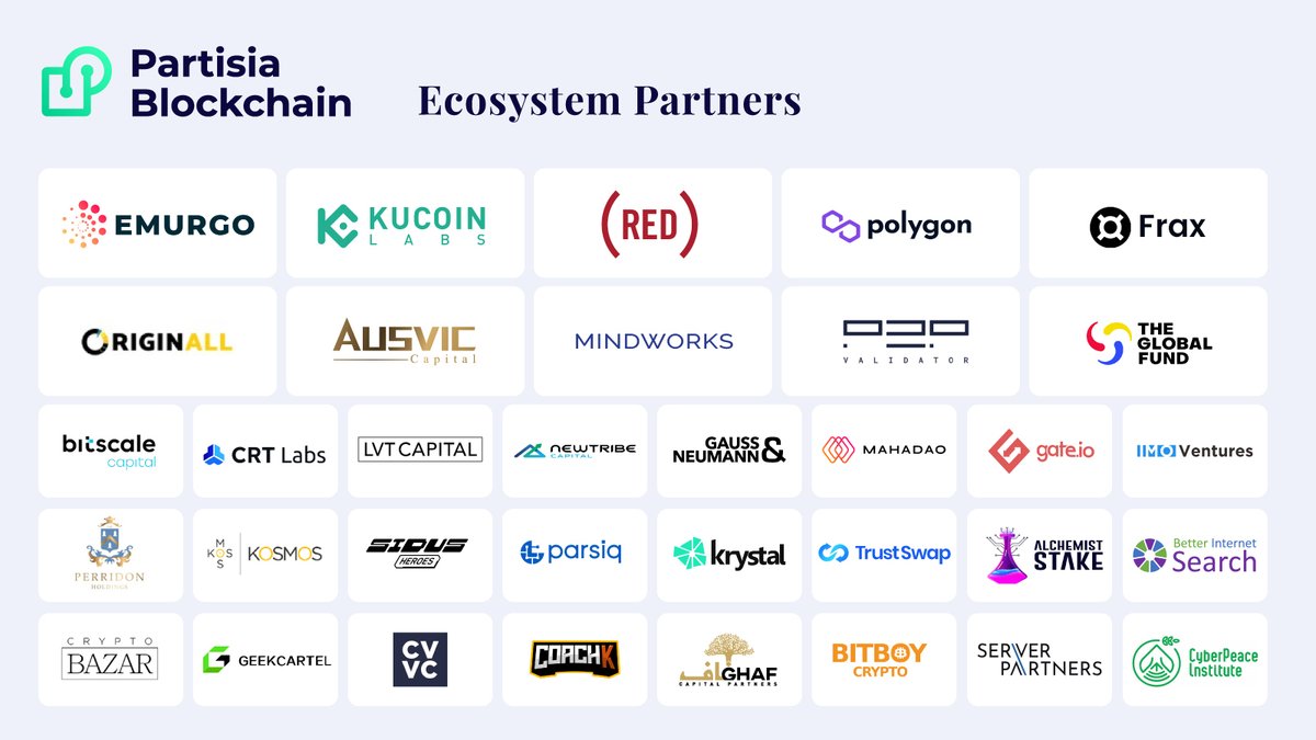 #Partisia #Blockchain Zeus Mainnet launches in only 12 hours! We're proud to introduce our ever-growing list of exceptional ecosystem partners! They are supporting #MPC on its journey to being the leading Layer 1+2 privacy preserving technology.